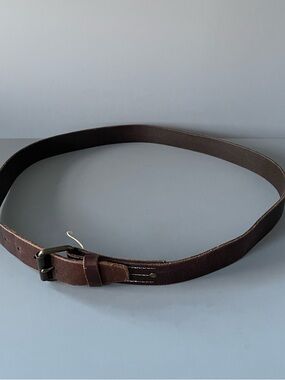 Lands’ End Vintage Leather Western Stitched Belt 46 Brown Skinny Cowboy Vietnam